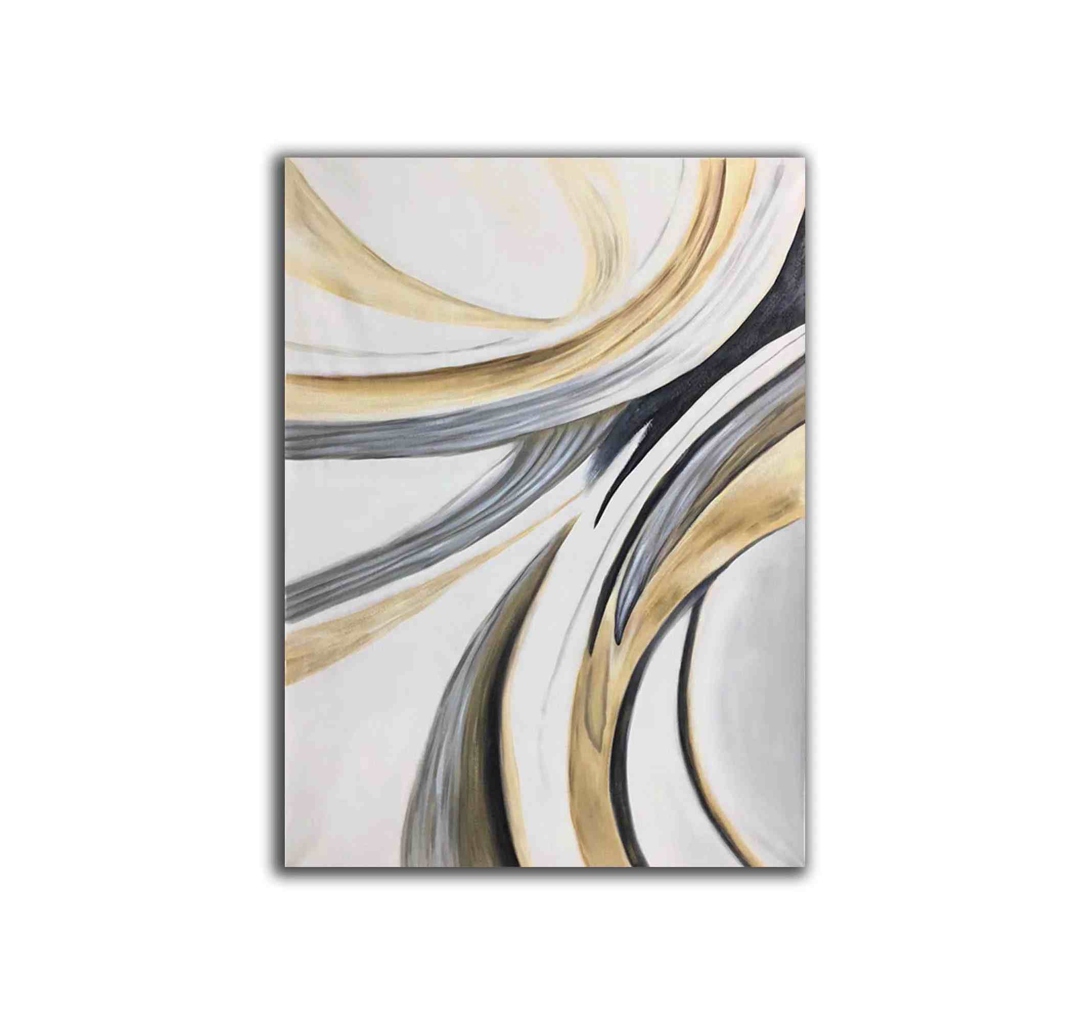 Leaf Gray Contemporary Abstract Canvas Artwork MYB3M wall art